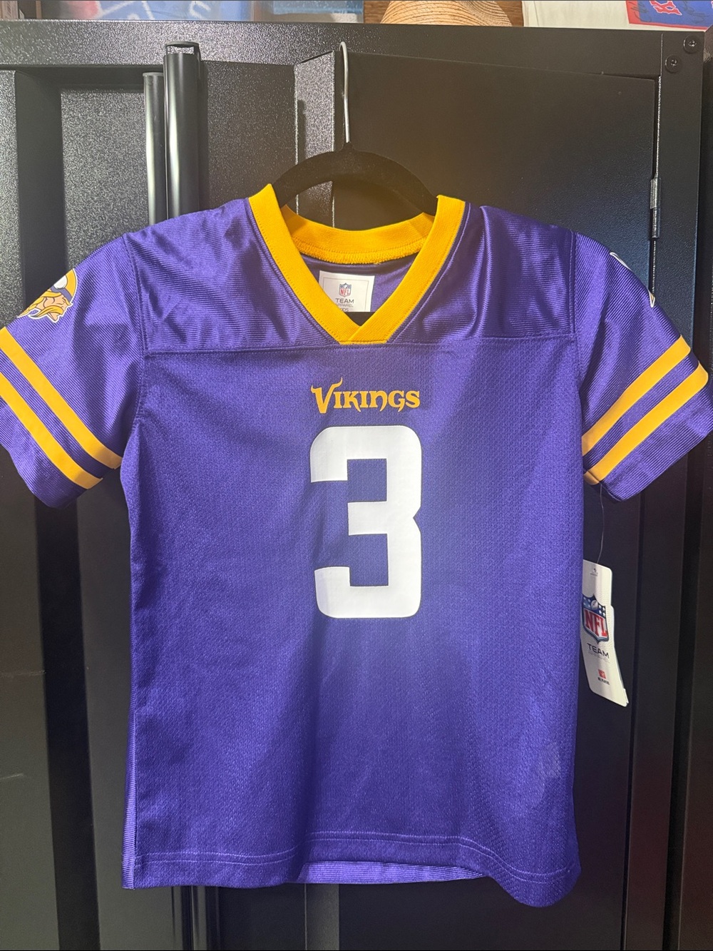 NFL Minnesota Vikings Kids Purple and Gold #3 Jersey